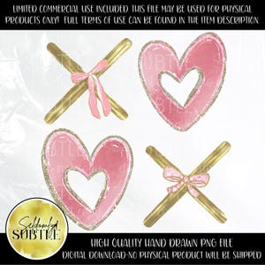 Valentine Bow Hearts XOXO Trendy Preppy Digital Design PNG