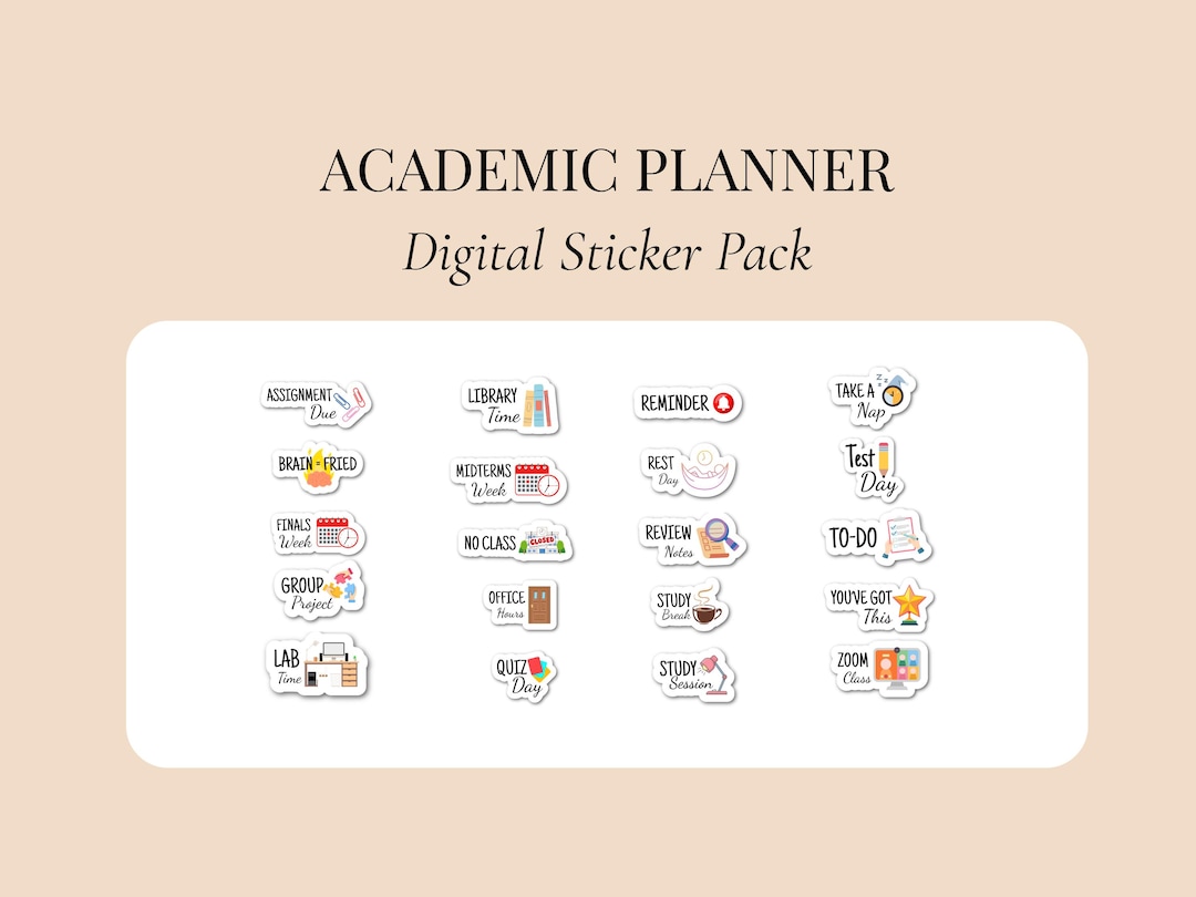 Course Topper Sticker Academic Planner Sticker Pack: 20 Digital Study Stickers for Goodnotes ...