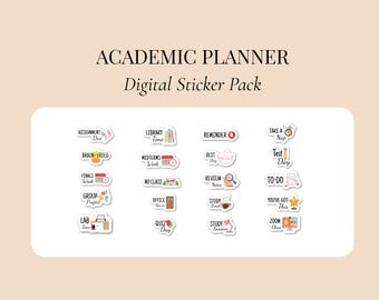Coursework Stickers Academic Planner Sticker Pack: 20 Digital Study Stickers for Goodnotes ...