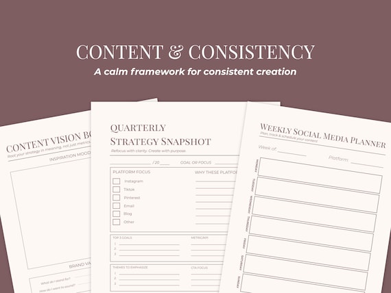 Content Creator Digital Planner: Social Media Strategy, SEO Tracker (PDF & Canva Template)