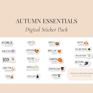 Digitale plannerstickers herfst | GoodNotes-stickers herfst en Halloween | Gezellig png-pakket voor oktober voor digitale planners