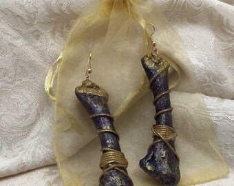 Chicken Bone earrings,  real, recycled, treated for durability