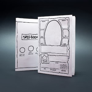 Stampa del diario di campagna tascabile (con libro degli incantesimi) - Mini foglio del personaggio DnD 5e - Mini Zine - 1 pagina - Pagina 8,5x11