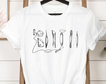 Camiseta de herramientas de cerámica, regalo de cerámica, camiseta para amantes de la cerámica, regalo divertido de cerámica, camiseta de artista de cerámica, camiseta de cerámica