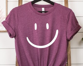 Camisa de cara sonriente, camiseta de sonrisa, camiseta de vibraciones positivas, camisa ser feliz, camiseta motivacional, camisa inspiradora, regalo de sonrisa minimalista