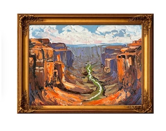 Grand Canyon National Park Painting – Original Art, Abstract Oil Painting on Canvas,
