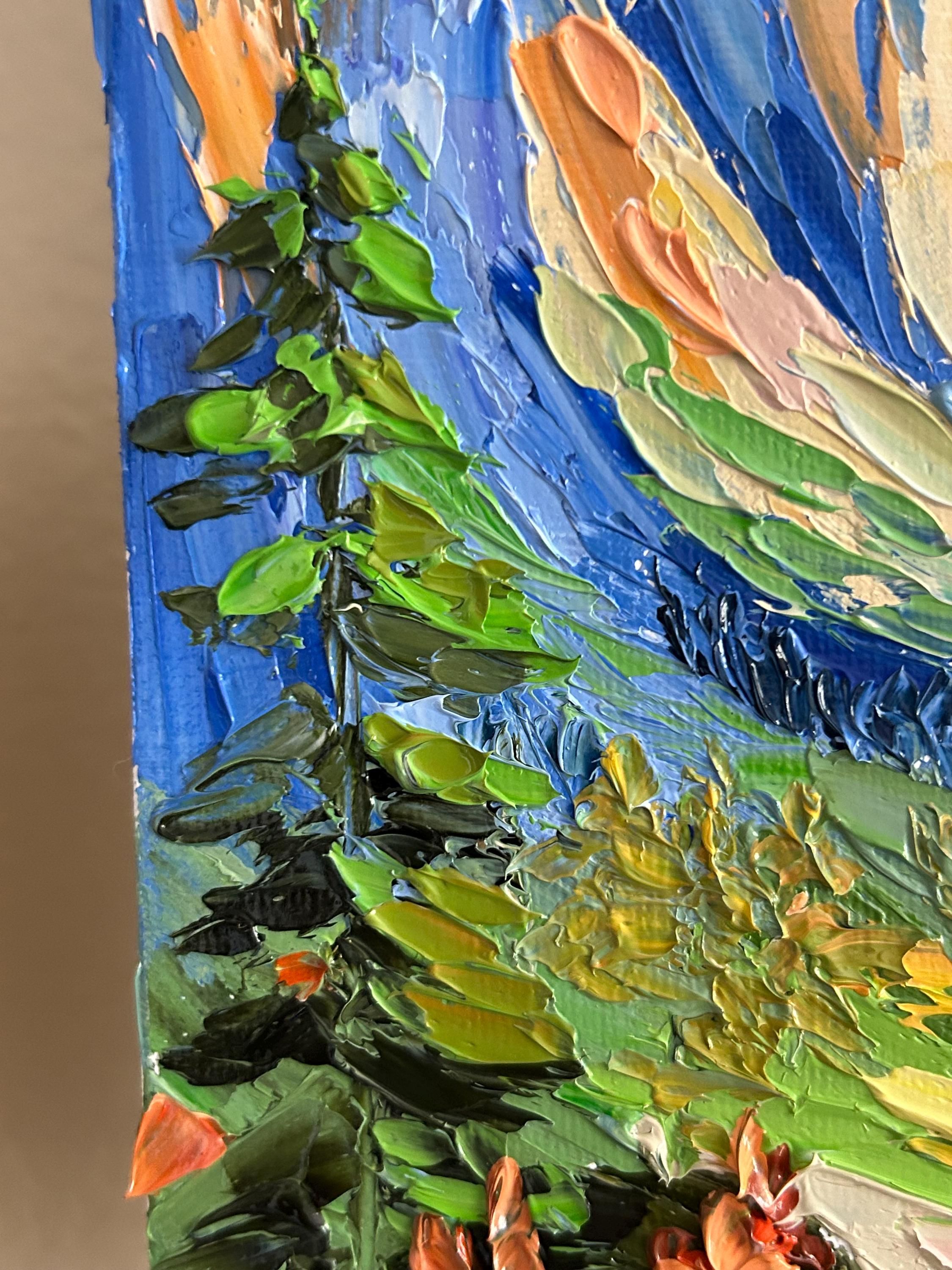 Impasto Mountain Lake Oil Painting Original Textured Landscape