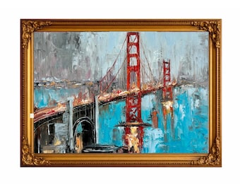 Golden Gate Bridge Oil Painting Original Art San Francisco Impasto Artwork