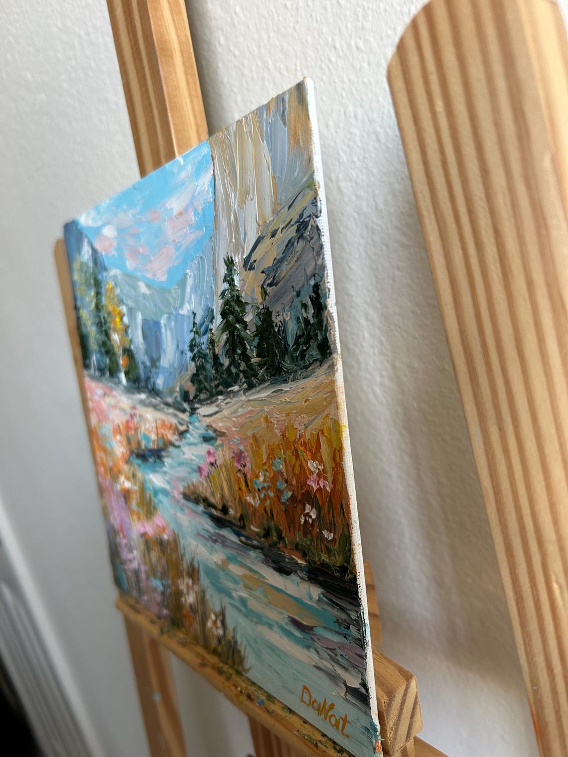 Mountain River Art Original Oil Landscape Painting 8x8 Small Textured ...