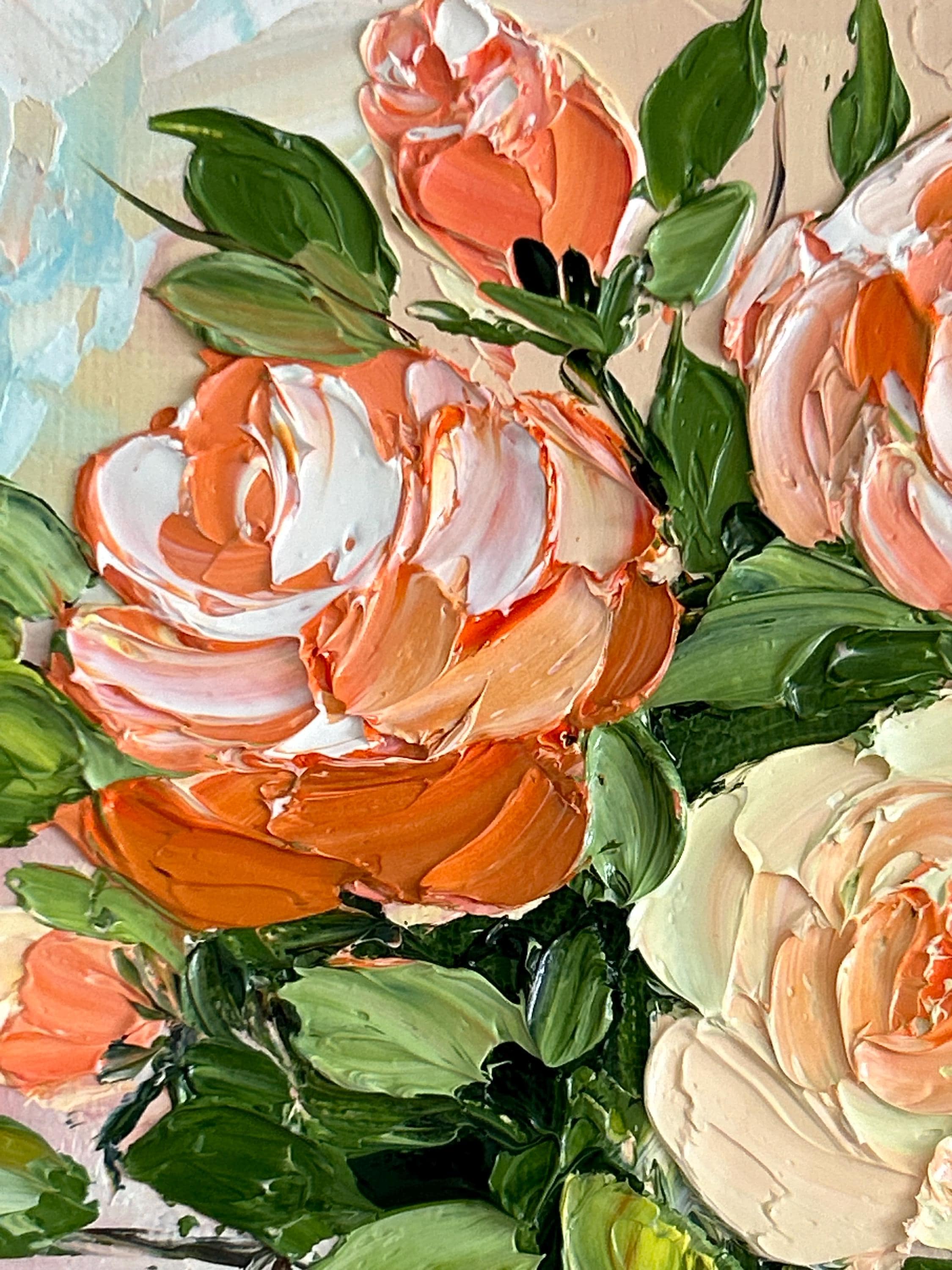 Small Pink Roses Oil Painting: Impasto Floral Art Palette Knife - Etsy
