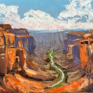 Pintura del Parque Nacional del Gran Cañón: arte original, pintura abstracta al óleo sobre lienzo, 25 x 20 cm