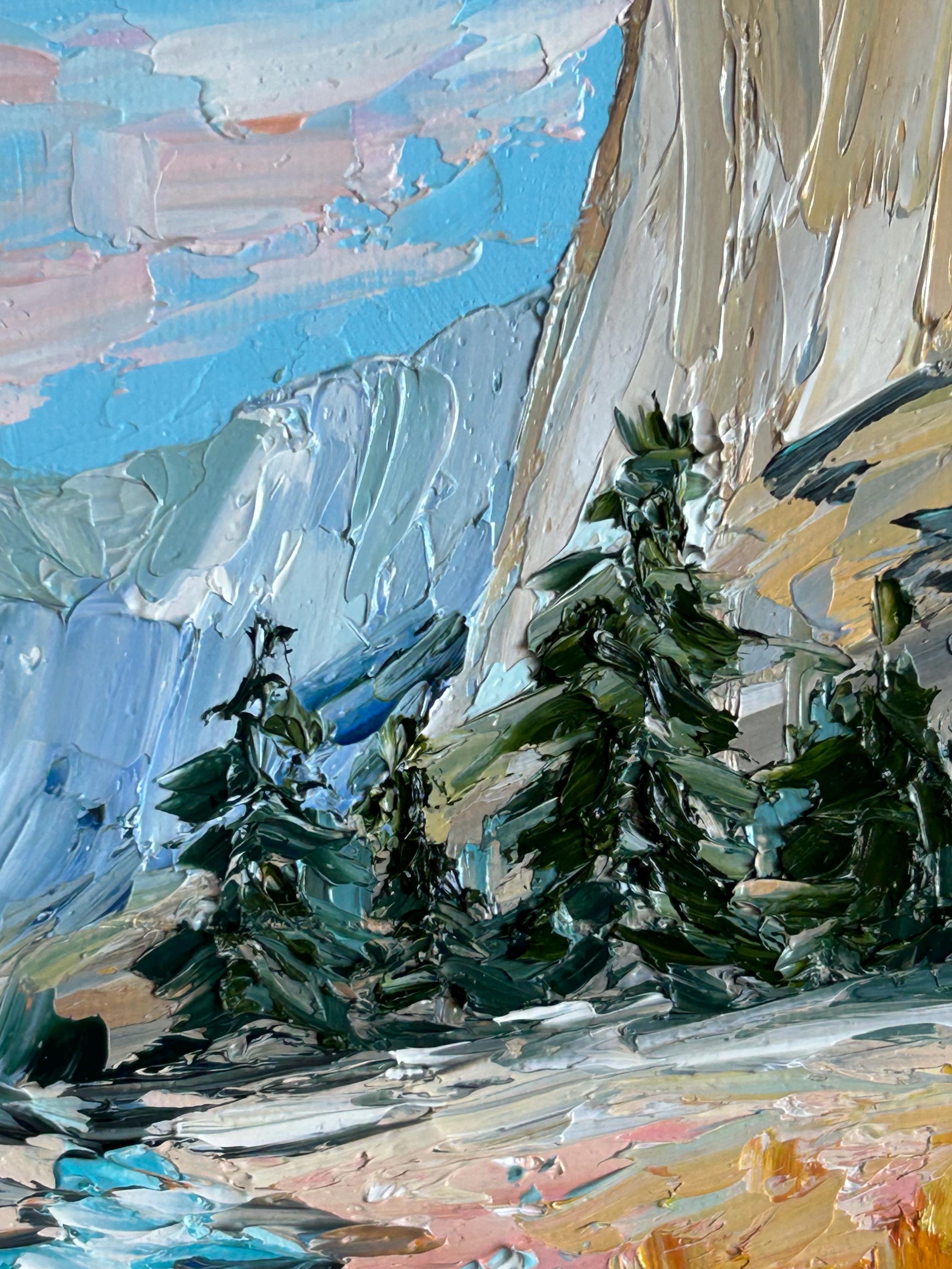 Mountain River Art Original Oil Landscape Painting 8x8 Small Textured ...