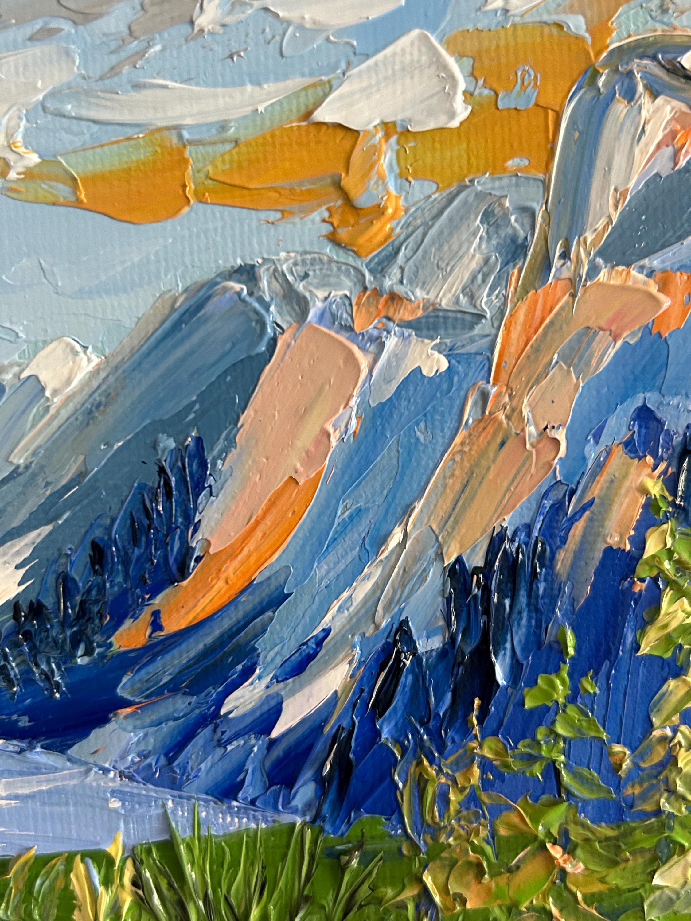 Impasto Mountain Lake Oil Painting Original Textured Landscape Palette ...