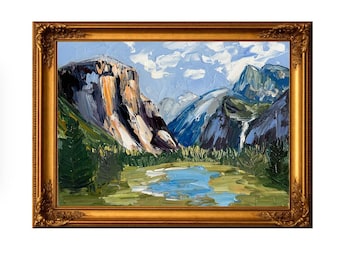 Mountain Landscape Painting - Impressionist Oil on Canvas