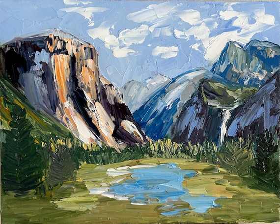 Impressionist Mountain Landscape Painting - Oil on Canvas