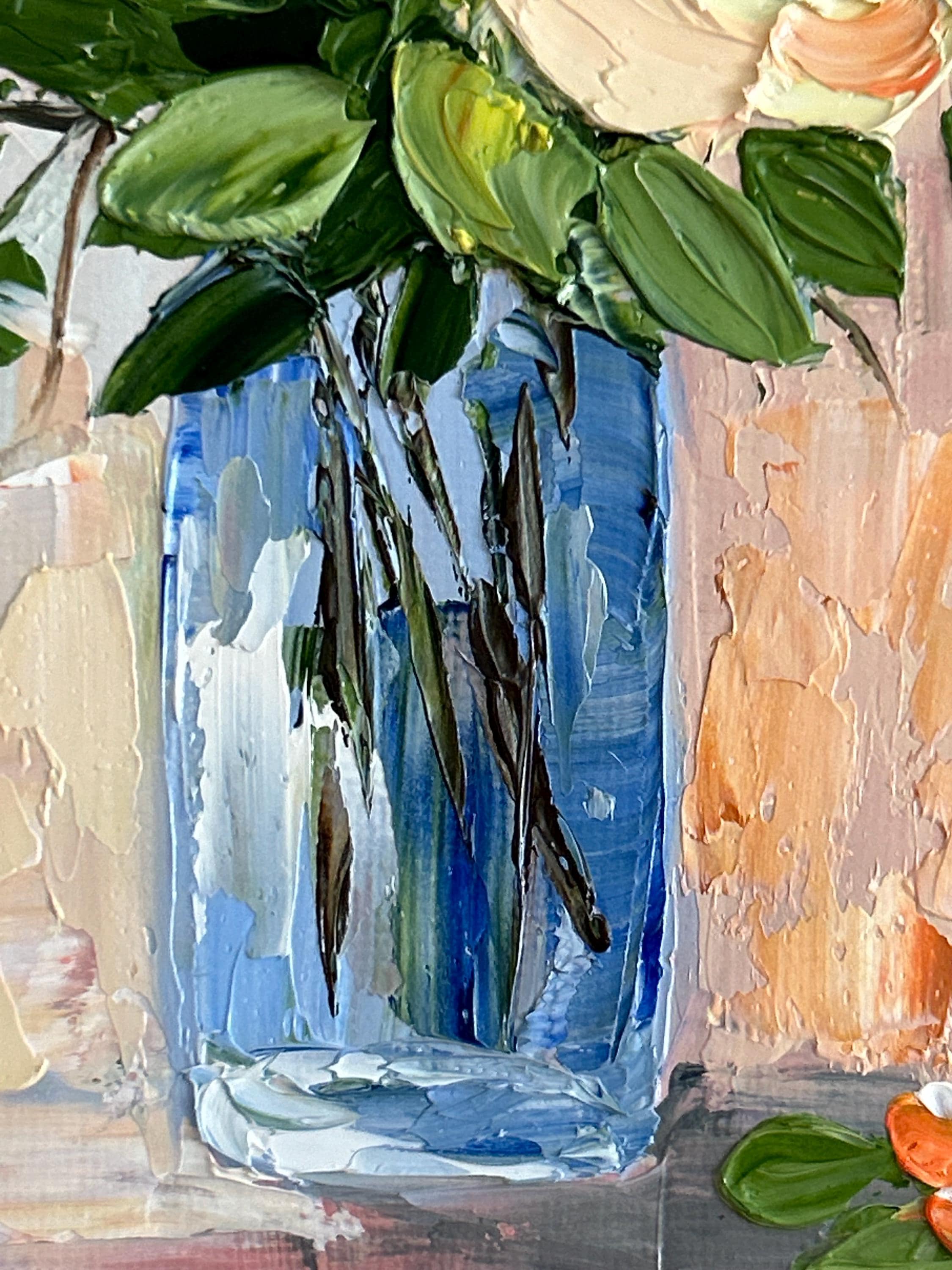 Small Pink Roses Oil Painting: Impasto Floral Art Palette Knife - Etsy