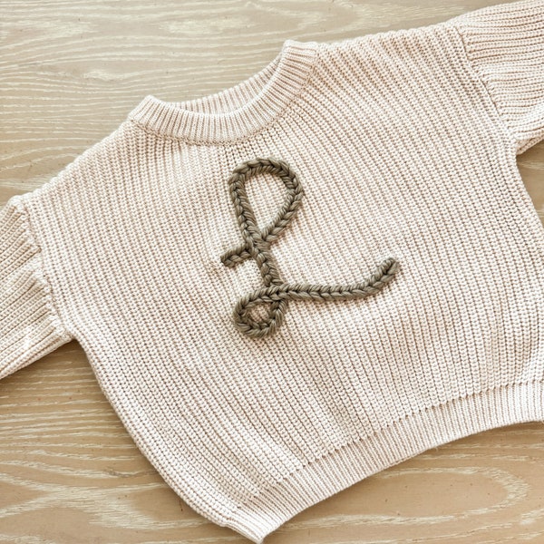 Baby name sweaters | Hand embroidered sweaters | Letter sweater | Newborn sweater