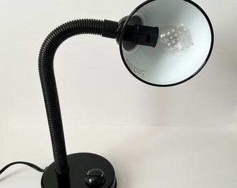 Vintage 1990s Black Task Lamp, Vintage 90s Gooseneck Desk Lamp, 1990s Office Lamp