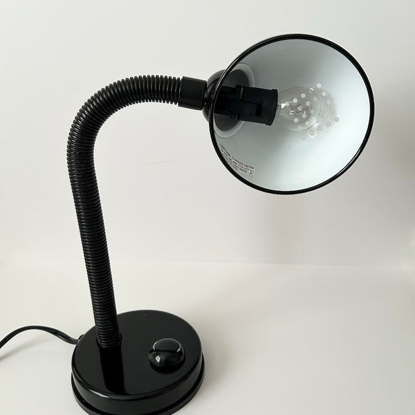 Vintage 1990s Black Task Lamp, Vintage 90s Gooseneck Desk Lamp, 1990s Office Lamp