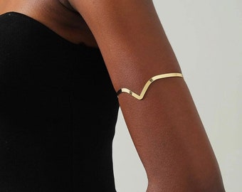 Gold Arm Band, Adjustable Cuff Bracelet, Upper Arm Jewelry, Upper Arm Band, Minimalist Gold Filled 14 K