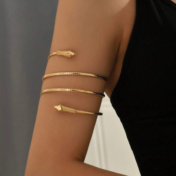 Snake Upper Arm Cuff, Serpent Jewelry, Glamorous Snake Design Arm Cuff, Snake Arm Bracelet