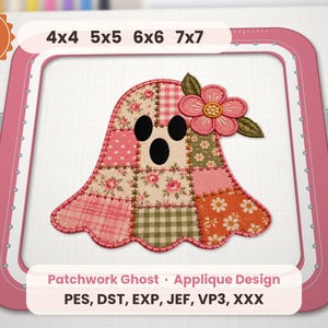 Patchwork Ghost Applique Embroidery Design: Halloween Quilt Pattern (Instant Download)