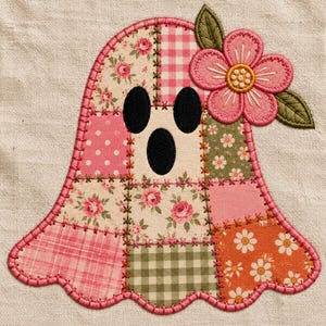 Patchwork Ghost Applique Embroidery Design: Halloween Quilt Pattern (Instant Download)