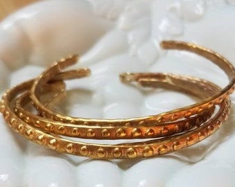 Set of 2 Bronze Bangles Cuff Bracelet