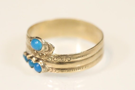 SOLD Antique Snake Ring Georgian 8ct Gold with Tu… - image 2