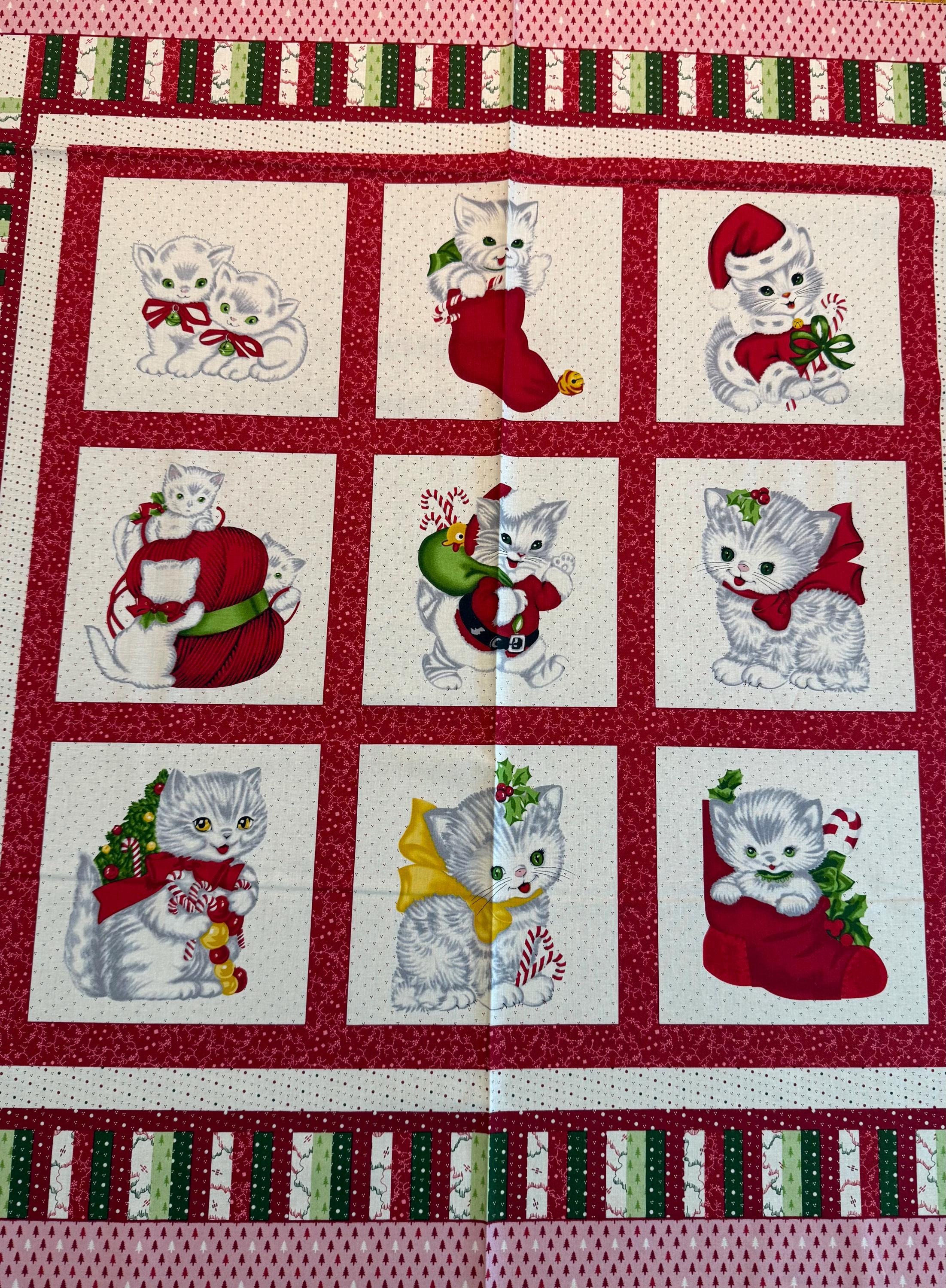 クリスマスの子猫 - ヘンリー・グラス作 - ハンナ・ウェスト作 - 2ピース ハーフヤードセット - 12.95ドル - Etsy 日本