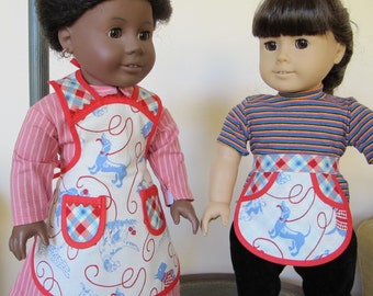 LIttle Bitty Vintage Everyday and Eco Chic Everyday Apron Pattern for American Girl Dolls or other 18 inch dolls