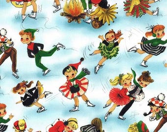 Ice Skaters - From Michael Miller - Cloud - (DCX12267) - One Yard - 11.75 Dollars