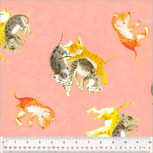 By Hand - Barn Kittens - By Heather Ross - For Windham - Salmon (54251D-3) - 1 Yard - 12.50 Dollars