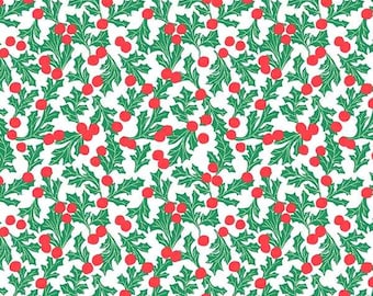 Christmas Charms - Holly Dot - From Dylan Mierzwinski - For Windham - White (53091-3) - 1 Yard - 11.95 Dollars