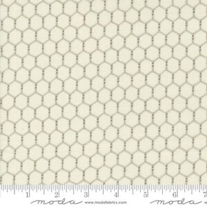 May include: White fabric with a gray chicken wire pattern. The fabric is textured and has a subtle sheen.