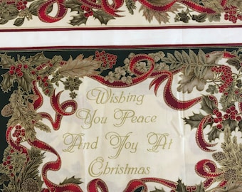 SALE - Christmas Ribbon Pillow Panel For Two Pillows Plus One Yard Of Fabric - 14.95 Dollars