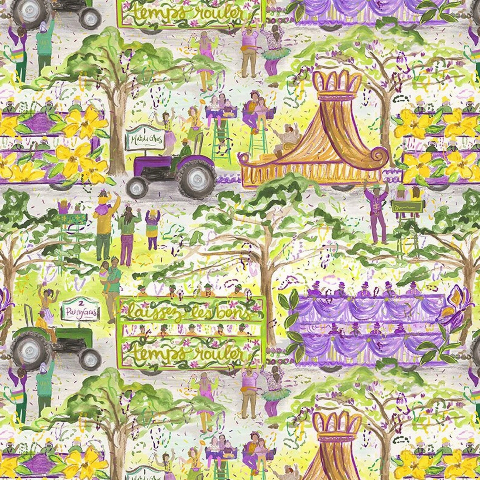 Mardi Gras Stripe Fabric - Dear Stella Mardi Gras