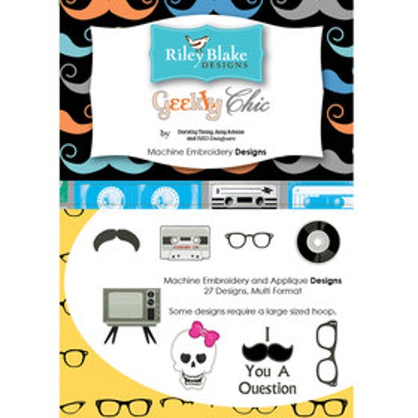 SALE Geek Chic Embroidery Designs - From Riley Blake - Machine CD - 10.95 Dollars