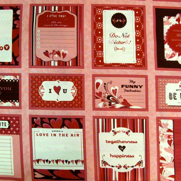 SALE - Chemistry - By Cosmo Cricket - From Moda - Love Note Labels For Your Valentine  - One Panel - 3.75 Dollars