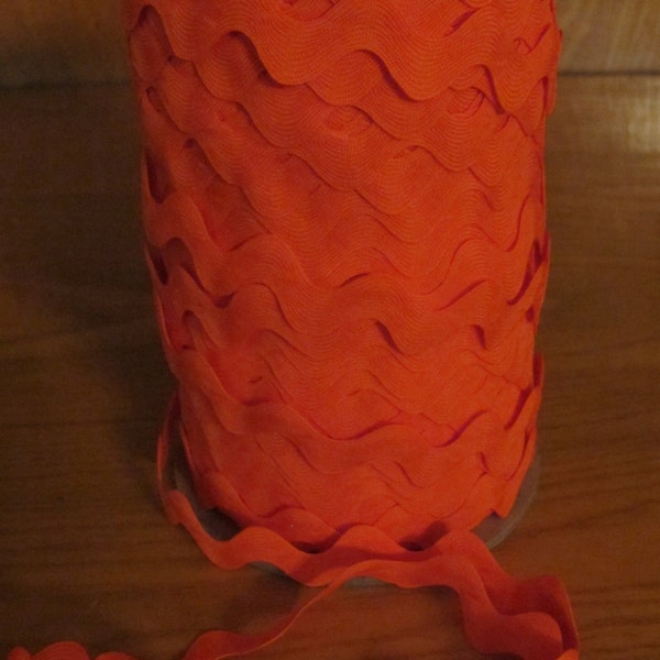 Vintage Polyester Blend Ric Rac - Bright Orange - 5 yards - 6 Dollars