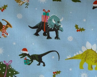 Dinosaurs Santa - From Timeless Treasures - Blue (CD2792) - 1 Yard - 9.95 Dollars