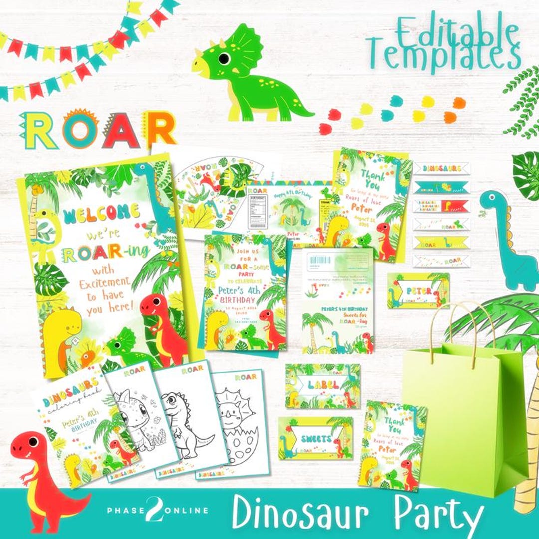 Dinosaur Party Bundle - Digital Download & Editable - Etsy