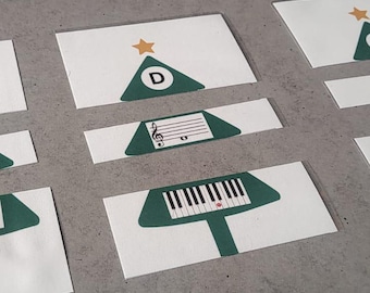 Bygg en julgran - Musikteorispel - Pianolektioner - Musiklektioner - Musikkort