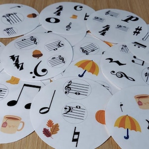 Höstmusik Spot it - Kortspel - Pianolektioner - Flashcards - Musikteori