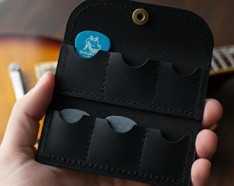 Porta-palhetas personalizado, Estojo para palhetas personalizado, Ideias de presentes para músicos, Porta-palhetas de couro, Estojo para palhetas de couro