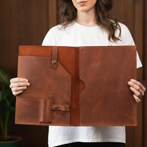 Personalized portfolio, Business organizer, Leather portfolio case, A4 leather cover, A4 document folder, A4 leather folder, A4 organizer