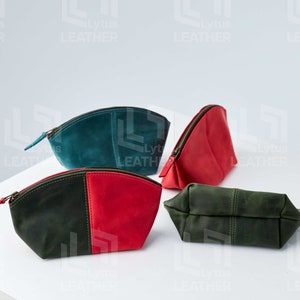 Trousse per il trucco in pelle personalizzata, Trousse per cosmetici da donna con monogramma, Trousse per cosmetici con cerniera, Trousse per il trucco personalizzata, Trousse per il trucco in pelle fatta a mano