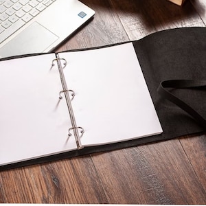 Pasta de couro personalizada com 3 argolas, planejador de pasta de 6 argolas, pasta de couro gravada, caderno de pasta de argolas, pasta de couro de 4 argolas