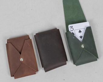 Estuche de cuero para naipes, Estuche personalizado para naipes, Estuche para naipes, Estuche de viaje para naipes, Estuche para naipes, Funda para naipes