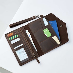 Cartera de cuero personalizada, Cartera de mano de cuero para mujer, Cartera de cuero personalizada, Cartera grande para mujer, Cartera de cuero larga